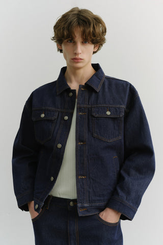UNISEX DENIM TRUCKER JACKET INDIGO NAVY