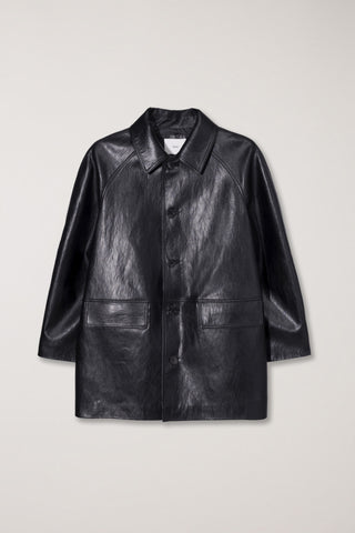 UNISEX LILY ALTER-LEATHER HALF JACKET BLACK