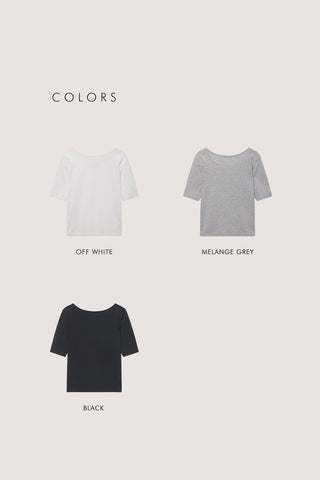 ESSENTIAL BOAT NECK T-SHIRT MELANGE GREY