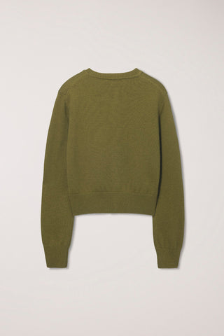 UNISEX CREWNECK KNIT CARDIGAN OLIVE GREEN