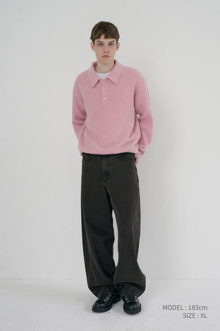 UNISEX HAIRY COLLARED SWEATER SOFT PINK