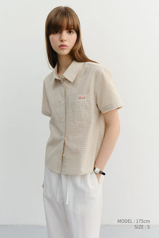 LACED CHECKED SHIRT BEIGE CHECK