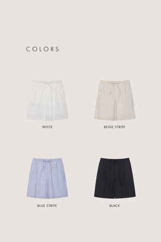 UNISEX PAJAMA BERMUDA SHORTS WHITE