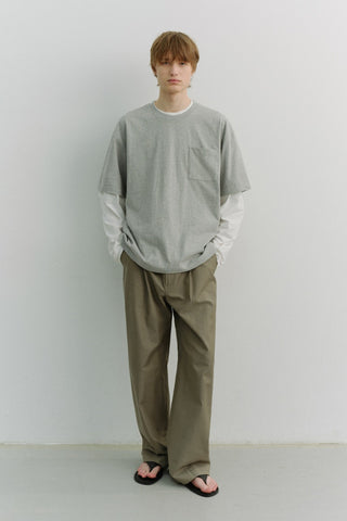 UNISEX LAYERED SET-UP T-SHIRT MELANGE GREY OFF WHITE