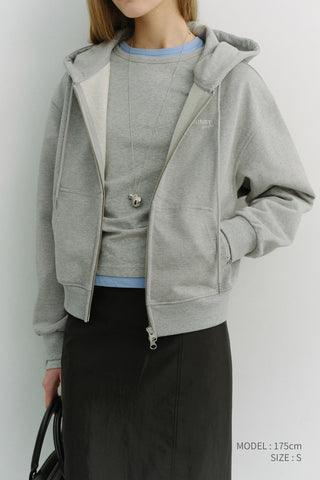 UNISEX CROPPED ZIP-UP HOODIE MELANGE GREY