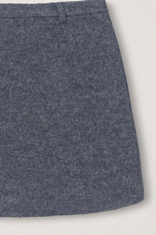 WOOL MINI SKIRT MELANGE GREY