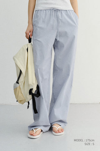PAJAMA STRING PANTS SOFT BLUE CHECK