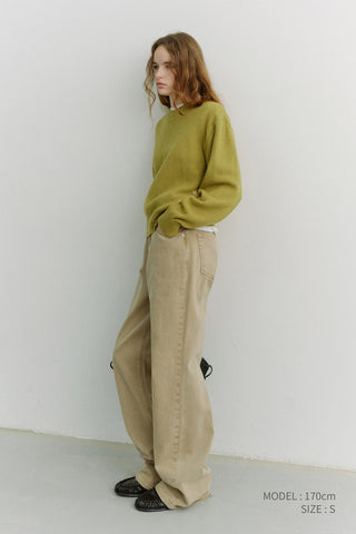 RELAXED WIDE JEANS DYED SAND BEIGE
