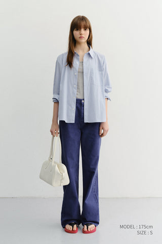 UNISEX CROPPED STRIPED SHIRT BLUE STRIPE