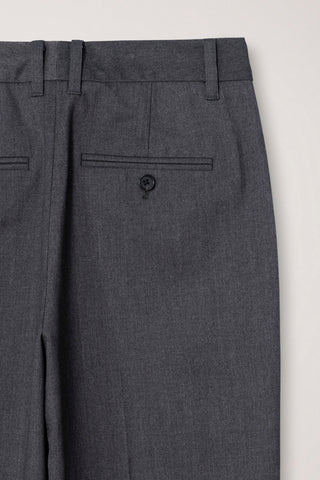 PLEATED SEMI-WIDE SLACKS CHARCOAL GREY