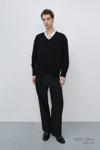 UNISEX CASHMERE V-NECK SWEATER BLACK