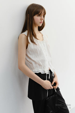 FRILL SLEEVELESS BLOUSE WHITE