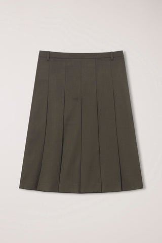 PLEATS MIDI WRAP SKIRT BROWN