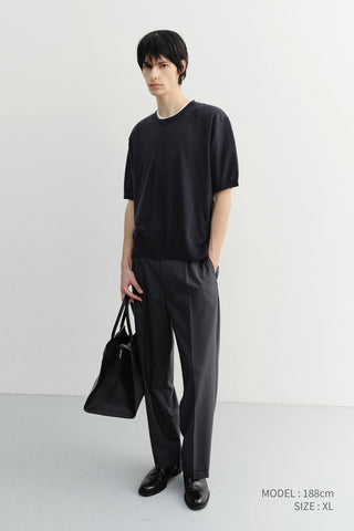UNISEX LINEN CREWNECK KNIT NAVY