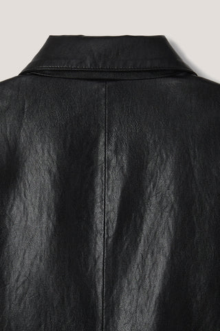 UNISEX 3 BUTTON ALTER-LEATHER BLAZER BLACK
