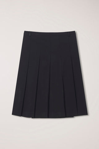 PLEATS MIDI WRAP SKIRT BLACK