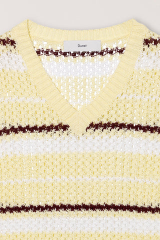 UNISEX CHUNKY STRIPED KNIT VEST BUTTER