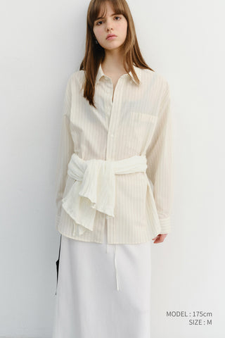 UNISEX CLASSIC STRIPED BD OVERSHIRT BEIGE
