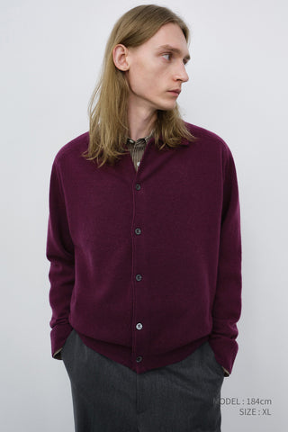 UNISEX COLLARED KNIT CARDIGAN PLUM PURPLE