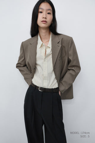 DOUBLE PLEATED WIDE SLACKS BLACK