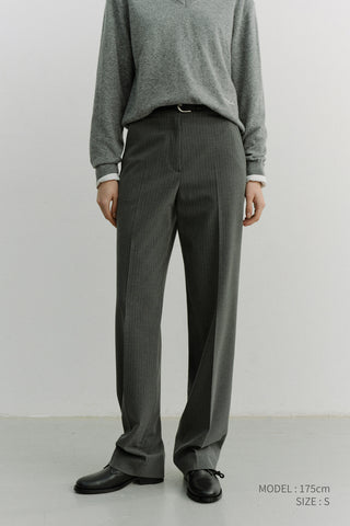STRAIGHT SLACKS MELANGE GREY STRIPE