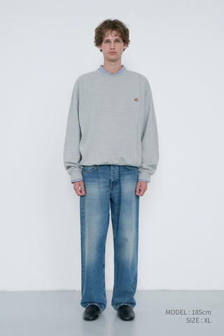 UNISEX DUNST LOGO CREASE SWEATSHIRT MELANGE GREY