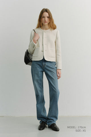 UNISEX CLASSIC BOUCLE TWEED JACKET CREAM
