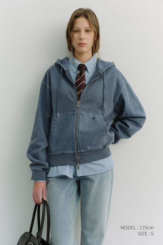 UNISEX GARMENT DYED ZIP-UP HOODIE NAVY