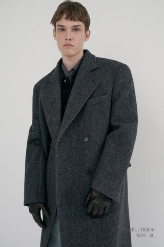 UNISEX LOOSE DOUBLE-BREASTED COAT CHARCOAL MELANGE