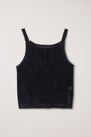CROCHET BUSTIER KNIT TOP BLACK