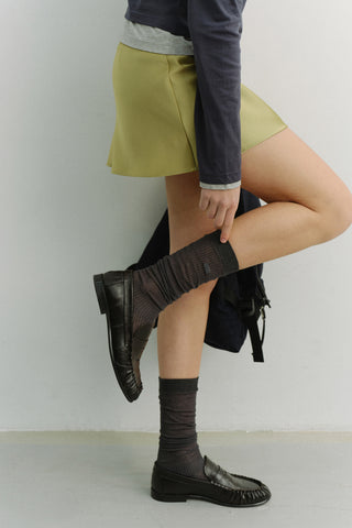 SHEER KNEE SOCKS CHARCOAL GREY