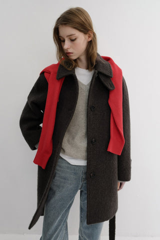 BELTED HALF COAT BROWN