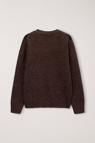 UNISEX HAIRY ALPACA ARGYLE SWEATER GREYISH BROWN