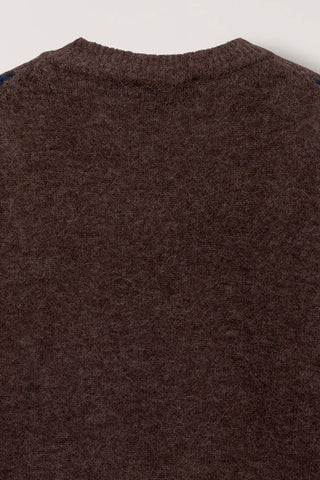 UNISEX HAIRY ALPACA ARGYLE SWEATER GREYISH BROWN