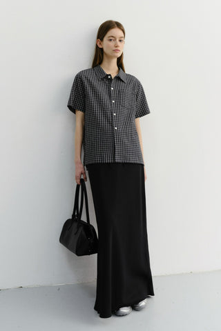UNISEX CHECKED PAJAMA SHIRT BLACK CHECK - Dunst