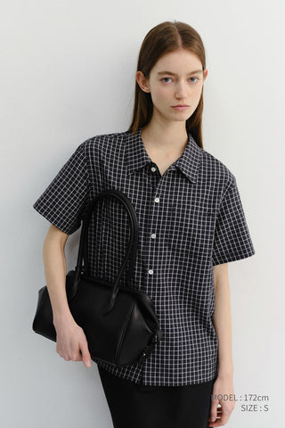 UNISEX CHECKED PAJAMA SHIRT BLACK CHECK - Dunst