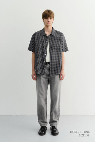 UNISEX CHECKED PAJAMA SHIRT BLACK CHECK - Dunst