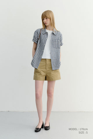 UNISEX CHECKED PAJAMA SHIRT NAVY CHECK - Dunst