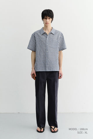 UNISEX CHECKED PAJAMA SHIRT NAVY CHECK - Dunst