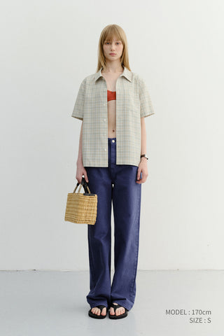 UNISEX CHECKED PAJAMA SHIRT OLIVE CHECK - Dunst