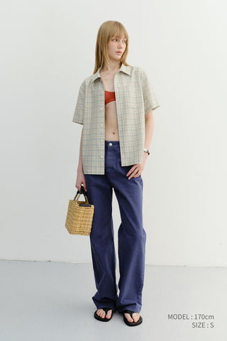UNISEX CHECKED PAJAMA SHIRT OLIVE CHECK - Dunst