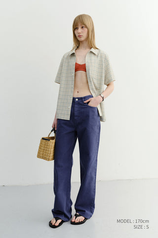 UNISEX CHECKED PAJAMA SHIRT OLIVE CHECK - Dunst