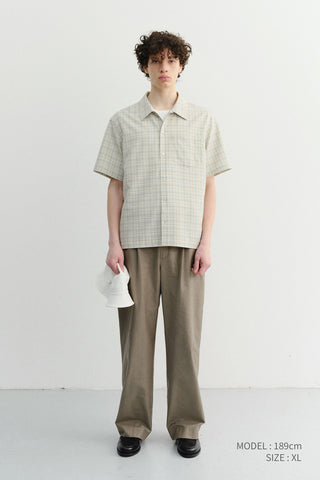 UNISEX CHECKED PAJAMA SHIRT OLIVE CHECK - Dunst