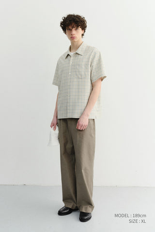 UNISEX CHECKED PAJAMA SHIRT OLIVE CHECK - Dunst