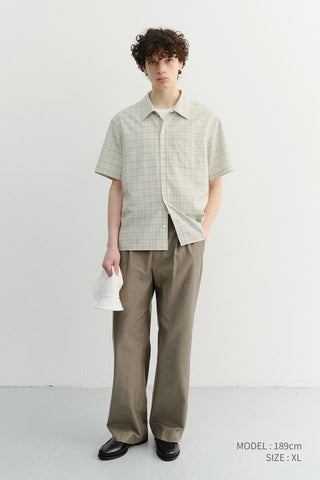 UNISEX CHECKED PAJAMA SHIRT OLIVE CHECK - Dunst