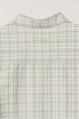 UNISEX CHECKED PAJAMA SHIRT OLIVE CHECK - Dunst