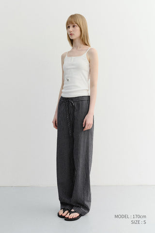 UNISEX CHECKED PAJAMA SLACKS BLACK CHECK - Dunst