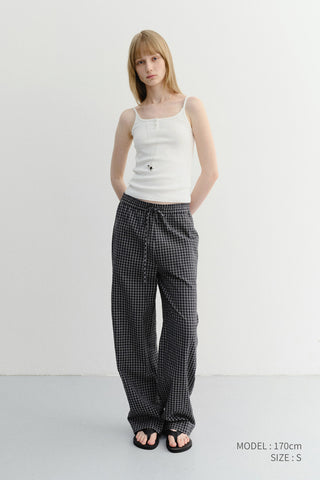 UNISEX CHECKED PAJAMA SLACKS BLACK CHECK - Dunst