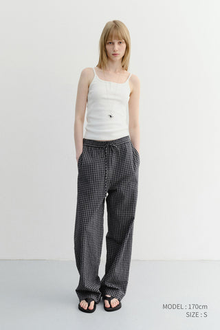UNISEX CHECKED PAJAMA SLACKS BLACK CHECK - Dunst