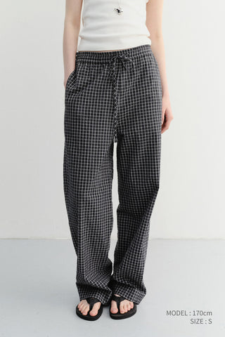 UNISEX CHECKED PAJAMA SLACKS BLACK CHECK - Dunst